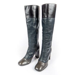 LOUIS VUITTON Vintage Tri-Tone Leather High Heel Tall Boots